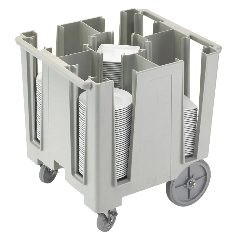 Versa Speckled Gray 5-Column Mobile Dish Caddy with Vinyl Cover