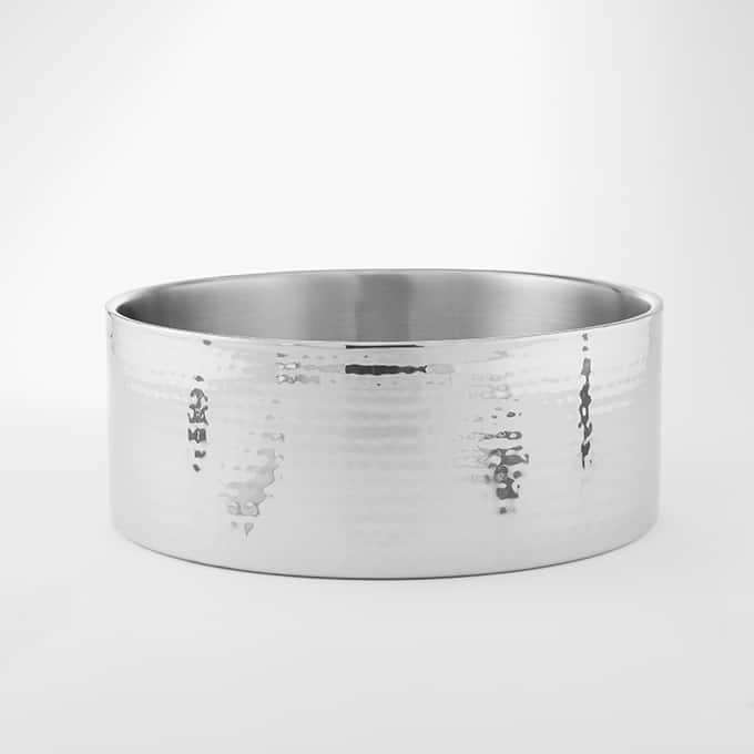 220 oz. Round Stainless Steel Bowl, Hammered Finish