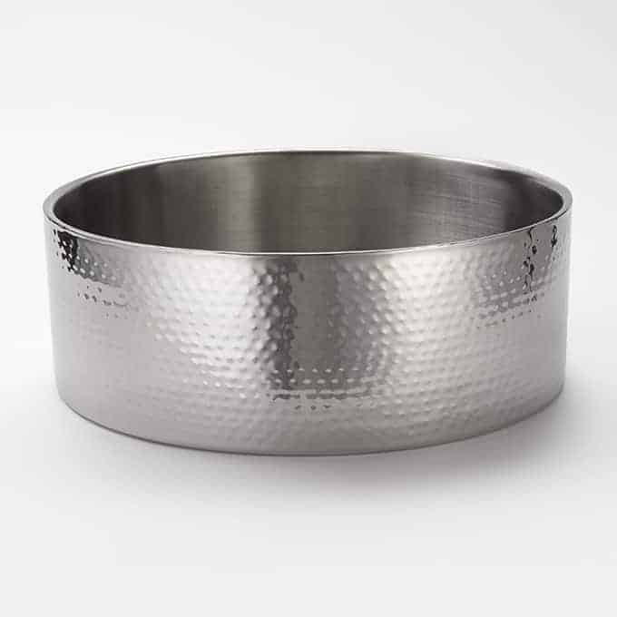 512 oz. Round Stainless Steel Bowl, Hammered Finish