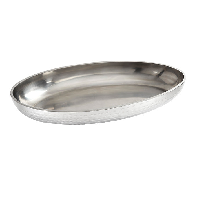 18" Oval Hammered Double Wall Seafood Tray
