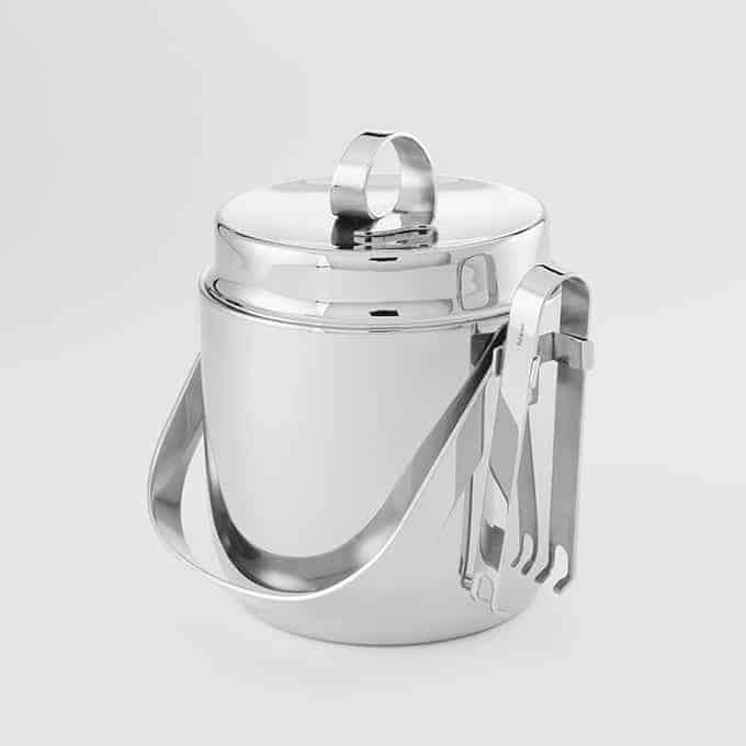 Top-Shelf Double Wall Stainless Steel 1.25 Qt. Ice Bucket with Lid and Tong