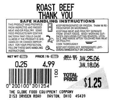 Safe Handling Labels, label size 2.36"W x 2.52"H (63mm x 59m
