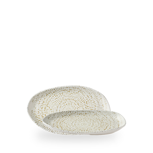 Inked Cascade 8.60" x 5" Taupe Oblong Plate, 6/case