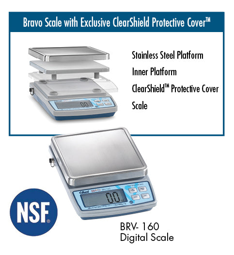 BRAVO! 10 lb. Digital Portion Scale with ClearShield Protective Cover, Removable 5-1/3" Stainless Steel Platform