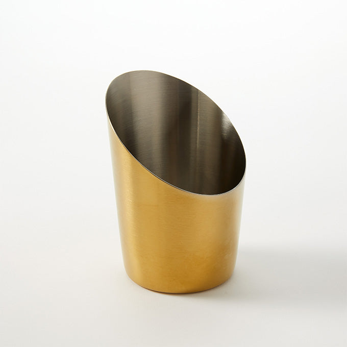 12 oz. Angled Gold Satin Stainless Steel Fry Cup