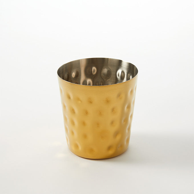 14 oz. Round Gold Hammered Stainless Steel Fry Cup