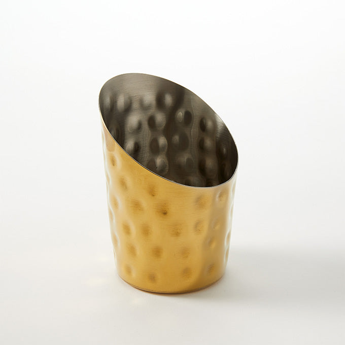 12 oz. Angled Gold Hammered Stainless Steel Fry Cup