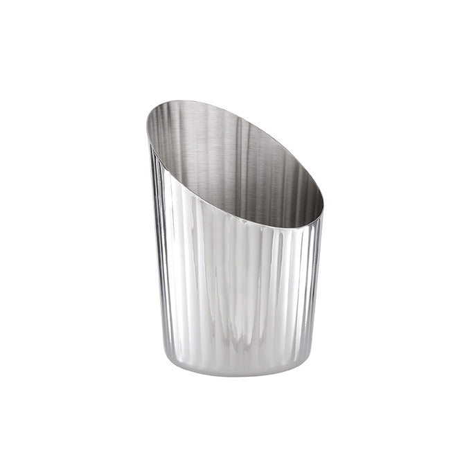 12 oz. Angled Fluted Stainless Steel Fry Cup