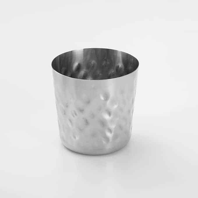 14 oz. Round Satin/Hammered Stainless Steel French Fry Cup