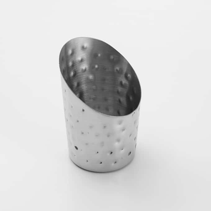 12 oz. Angled Hammered Stainless Steel French Fry Cup