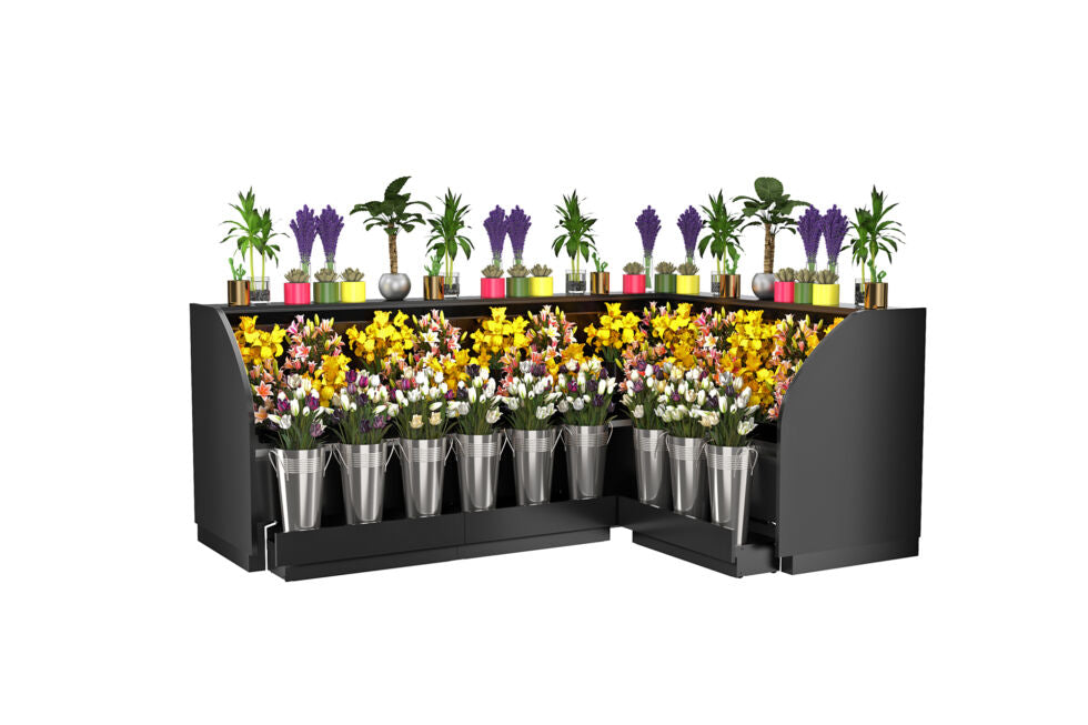 Allure Self-Service Refrigerated Inside Wrap Low Profile Merchandiser, 115-1/4"W x 34-1/8"D x 47-5/8"H