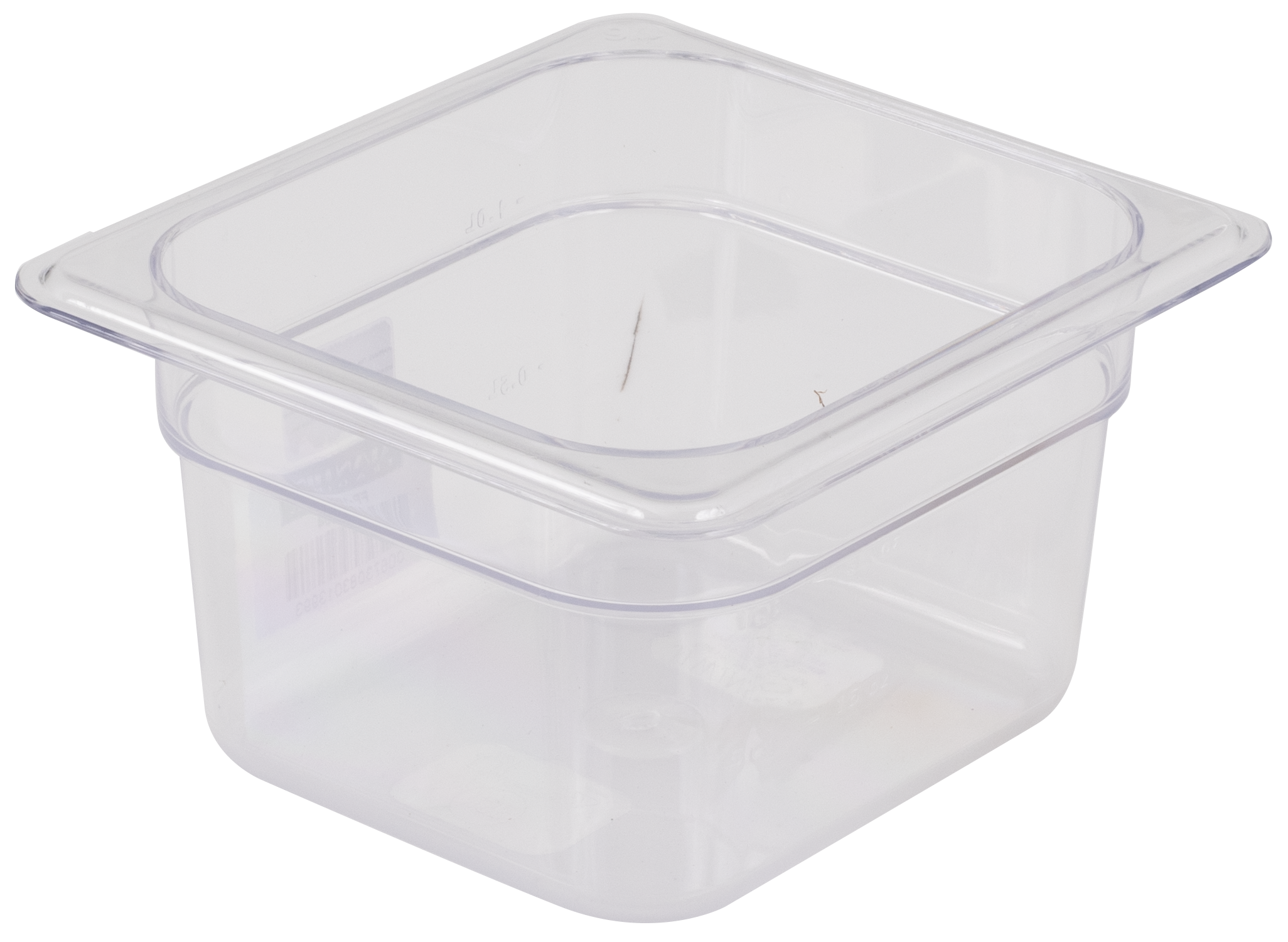 Food Pan, 1/6 Size, 4"D, Clear, Polycarbonate