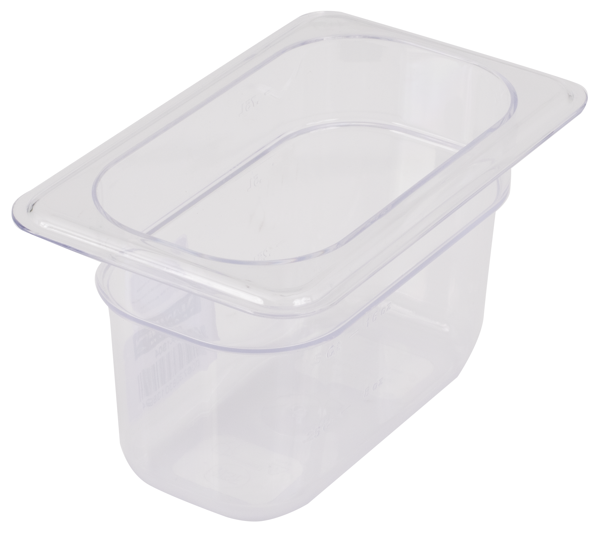 Food Pan, 1/9 Size, 4"D, Clear, Polycarbonate