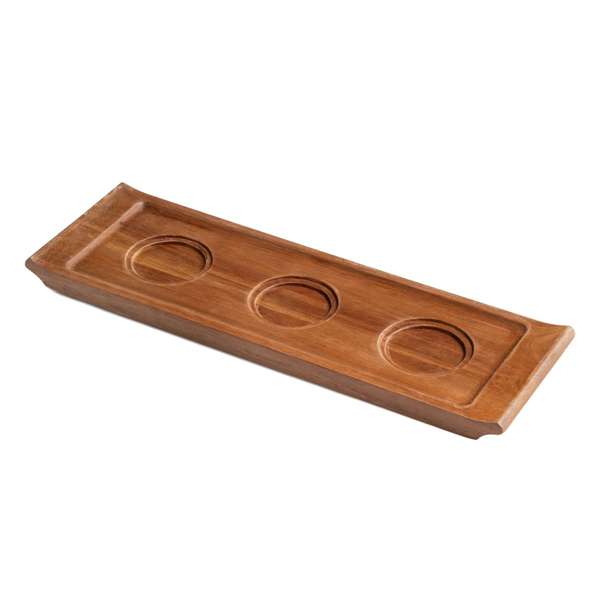 Santa Anita Reflections Stoneware Wood Tray 3 Double Wells