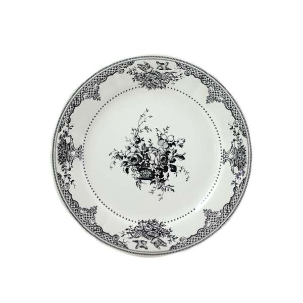 Gien 10.75" Les Depareillees Black Fleurs Dinner Plate