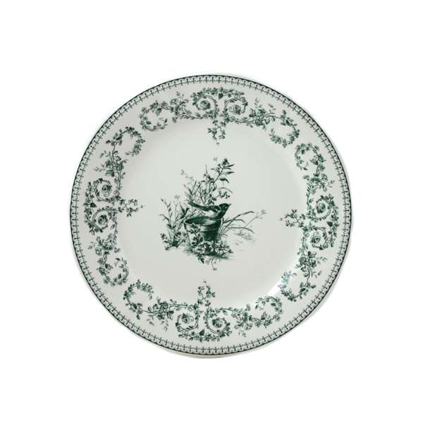 Gien 10.75" Les Depareillees Vert Oiseau Dinner Plate