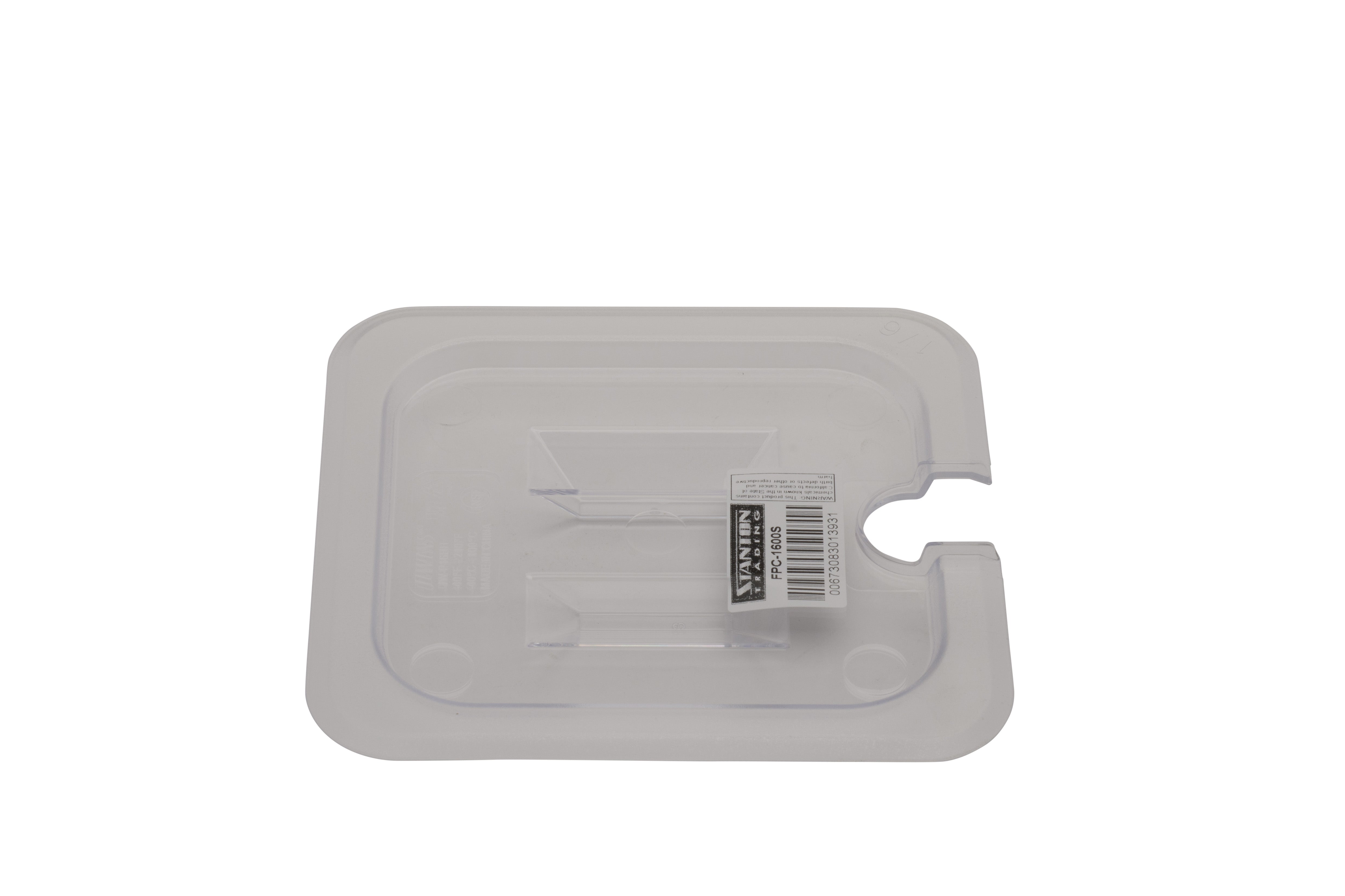 Lid for Food Pan 1/6 Size Clear Notched Cover, Polycarbonate
