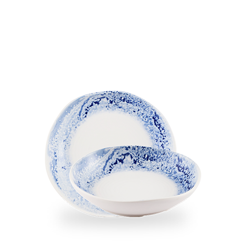 Inked Fresco 27 oz. Blue Organic Deep Bowl