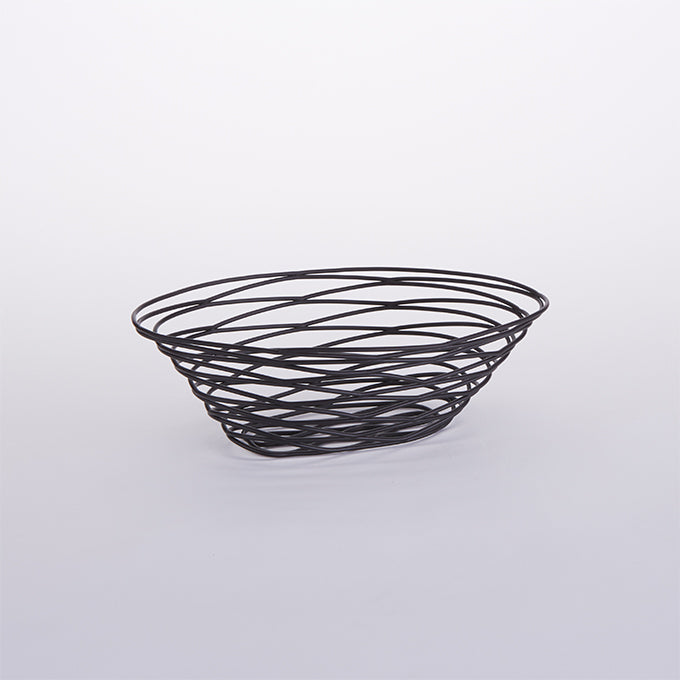 9" x 6" x 3" Oval Birdnest Basket, Black