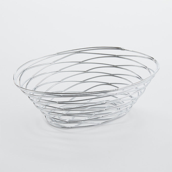 9" x 6" x 3" Oval Birdnest Basket, Chrome