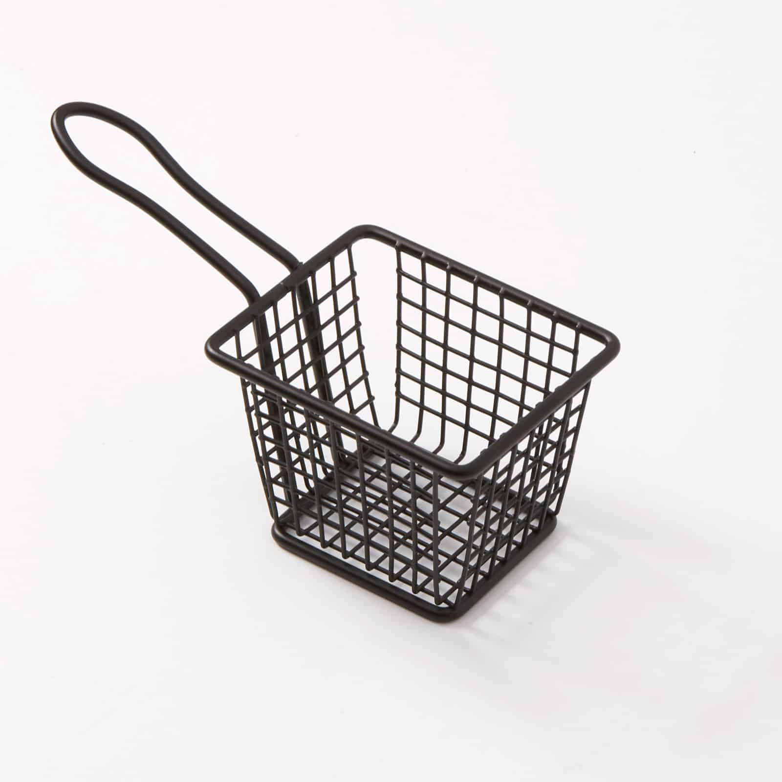 4-1/8" x 3-3/8" x 2-7/8" Rectangular Mini Fry Basket, Black