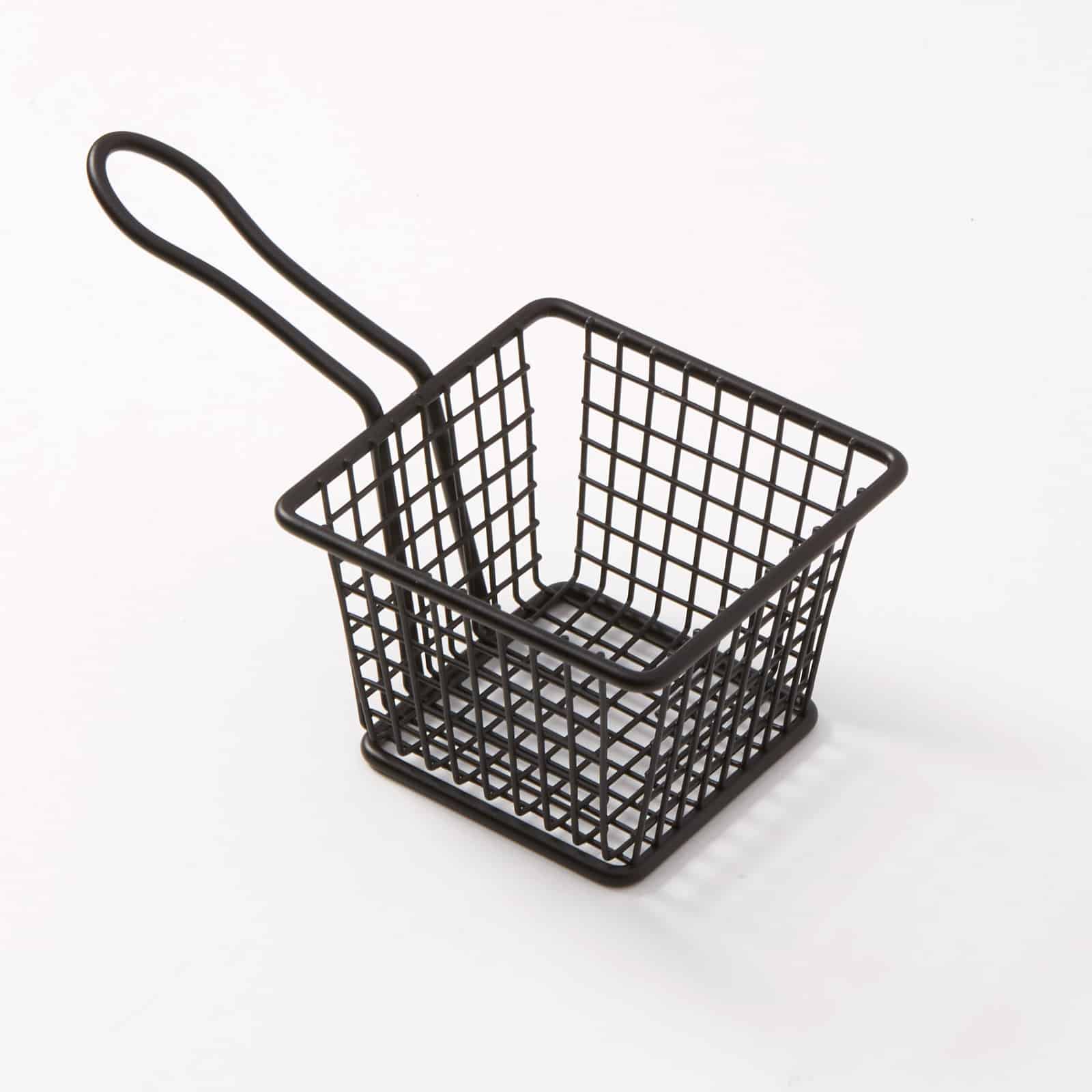 4" x 4" x 3" Square Mini Fry Basket, Black