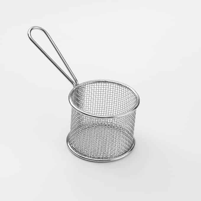 Mini Round Stainless Steel Serving Fry Basket, Fine Mesh