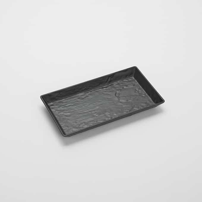 14"L x 7-1/2"W Rectangular Melamine Tray, Black