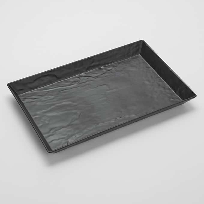 18"L x 8-1/4"W Rectangular Melamine Tray, Black