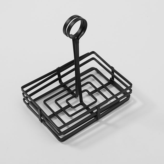 Flat Coil Condiment Basket, Rectangular, 8"L x 5-7/8"W, Black Wrought Iron