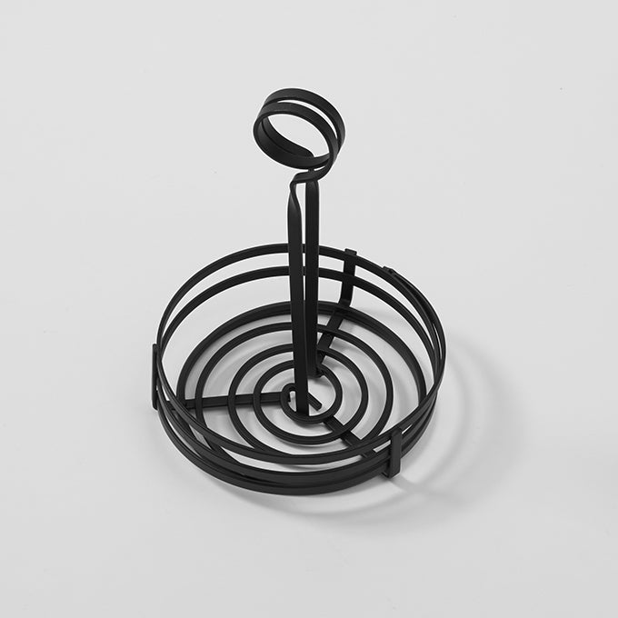 Flat Coil Condiment Basket, Round, 6", Black Wrought Iron