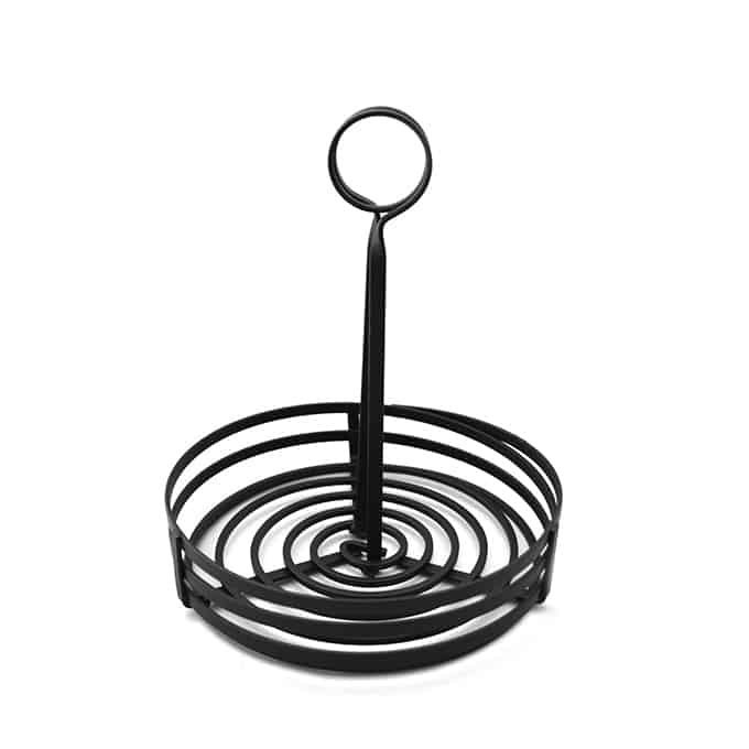 Flat Coil Condiment Basket, Round, 7-7/8"., Black Wrought Iron