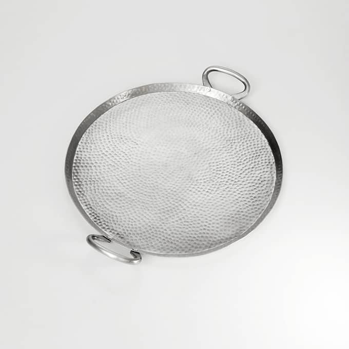 Round Hammered Stainless Steel Griddle, 17"W x 2"H