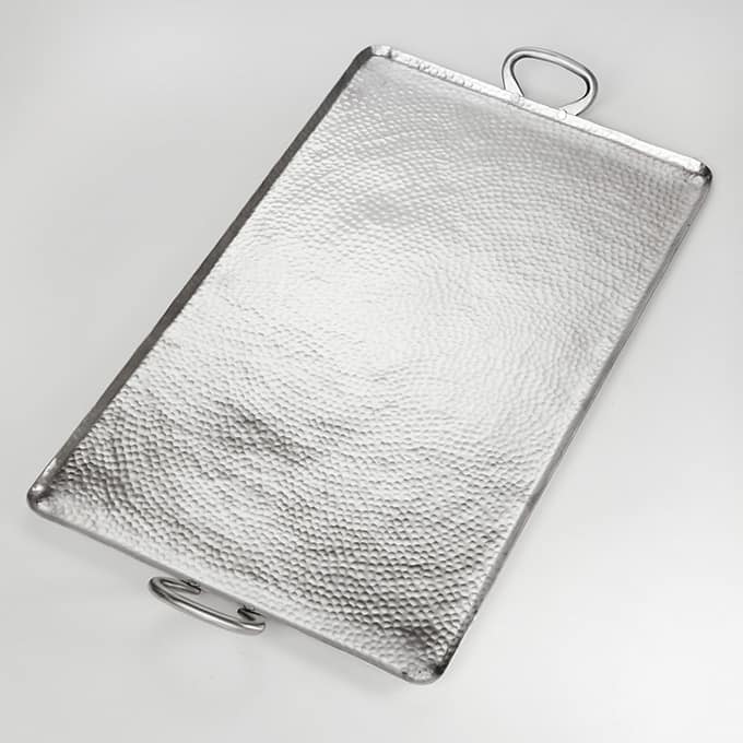 30-3/4" x 16-1/4" Rectangular Hammered Stainless Steel Griddle