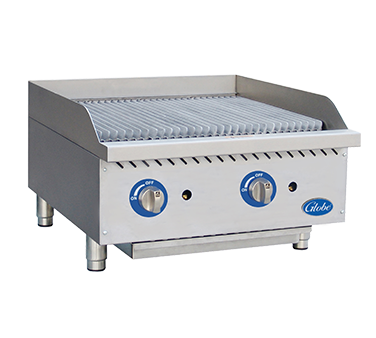 Gas Charbroiler, radiant, countertop, 24" wide, heavy duty r