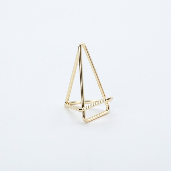 Geometric Card Holder, Metal, 2"H, Gold