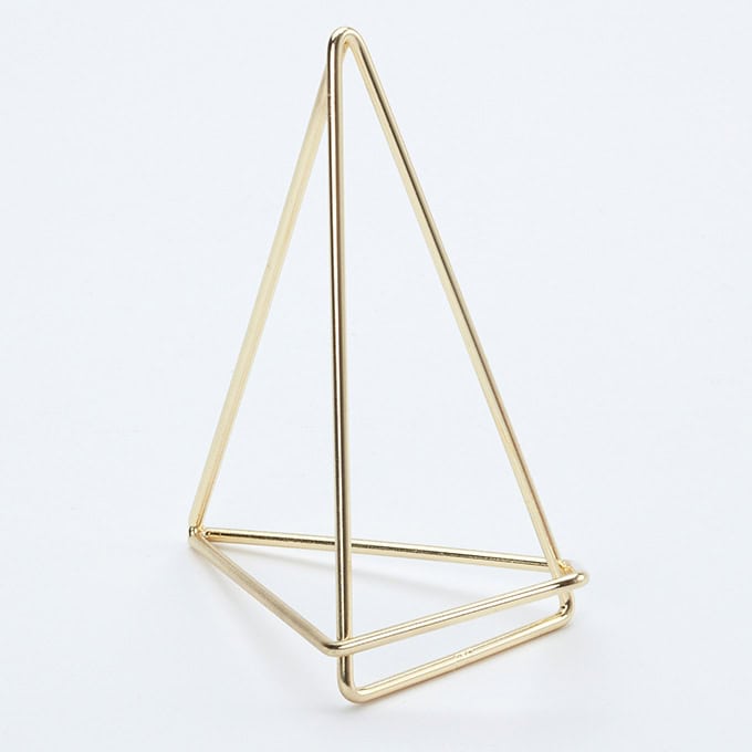 Geometric Card Holder, Metal, 4"H, Gold