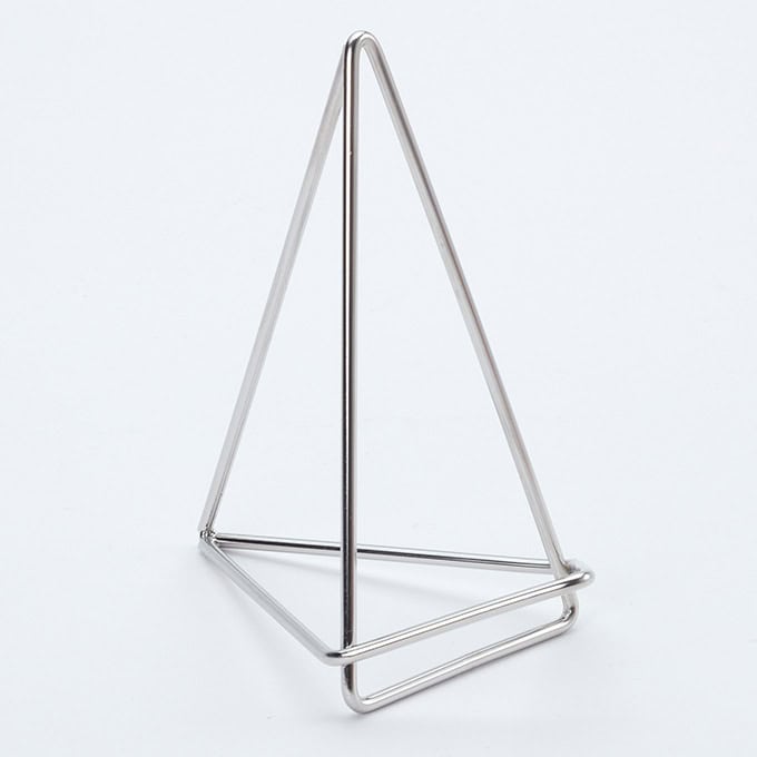 Geometric Card Holder, Metal, 4"H, Silver