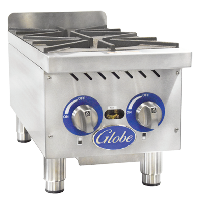 Hotplate, gas, countertop, (2) 22,000 BTU cast iron burners,