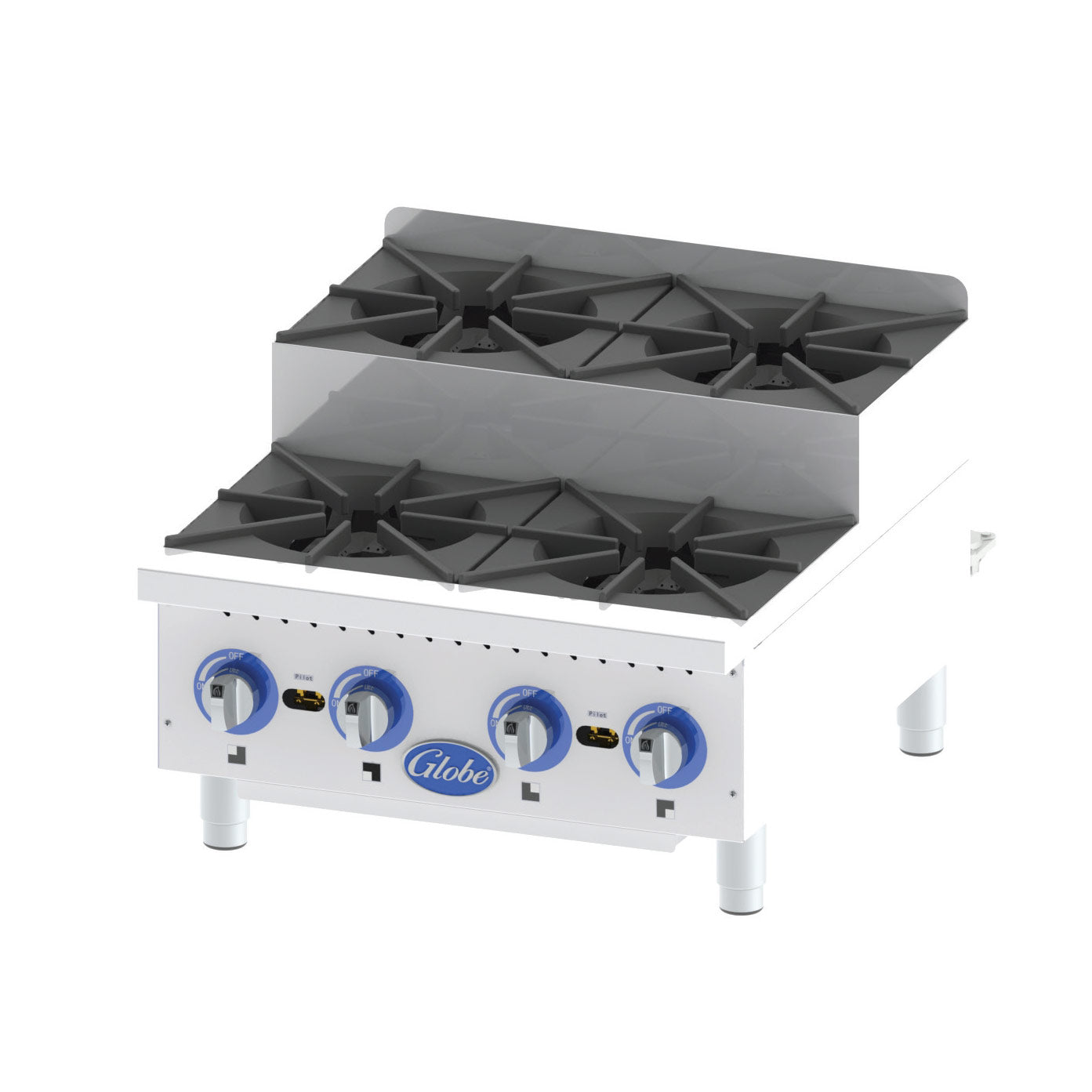 Hotplate, gas, countertop, 24"W, (2) 30,000 BTU open burners