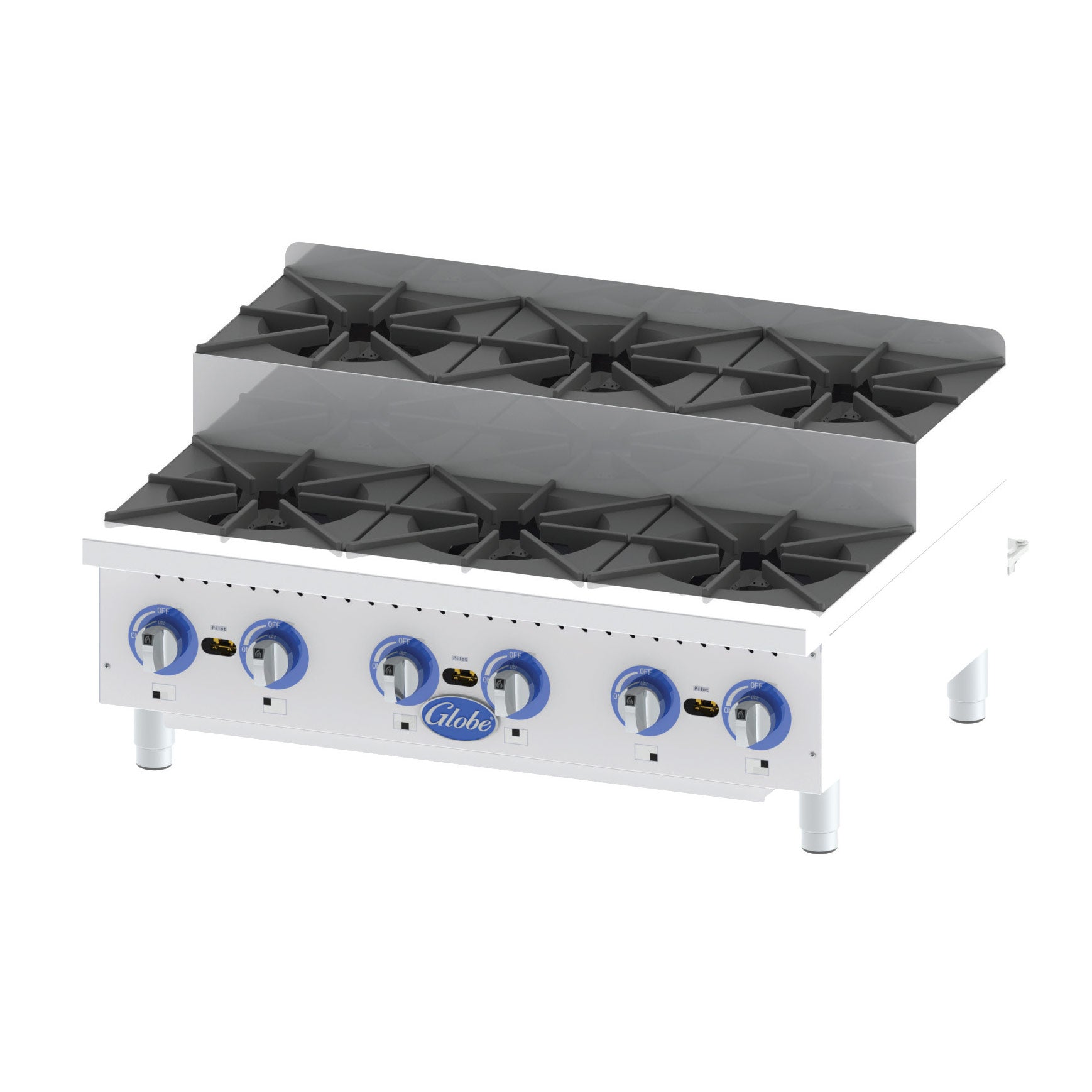 Hotplate, gas, countertop, 36"W, (3) 30,000 BTU open burners