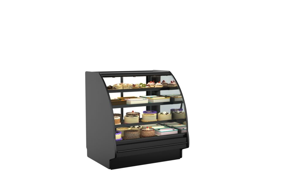 Fusion® Refrigerated Service Case, 123-3/8"W x 42-3/4"D x 55-1/4"H, Curved Remote