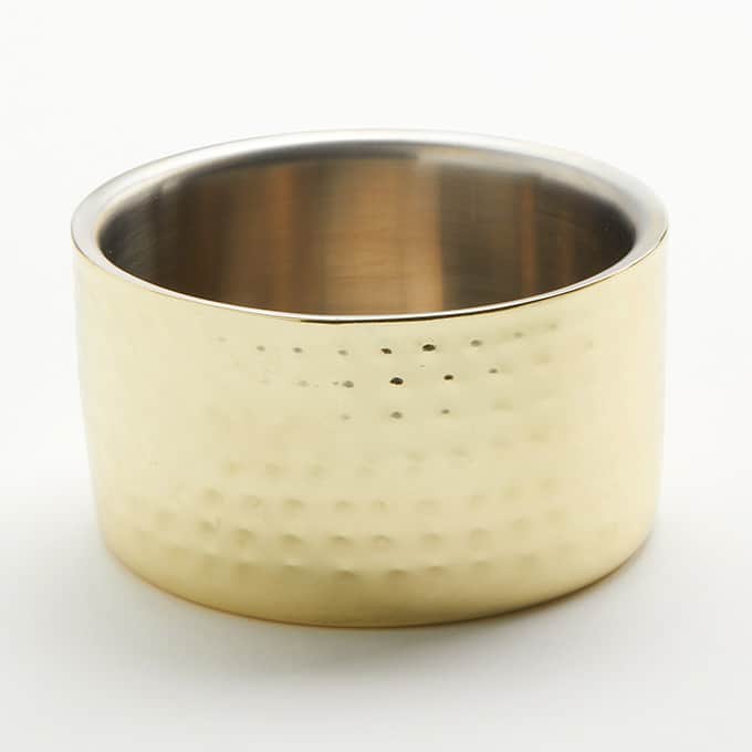 17 oz. Round Stainless Steel Bowl, Hammered Gold Finish