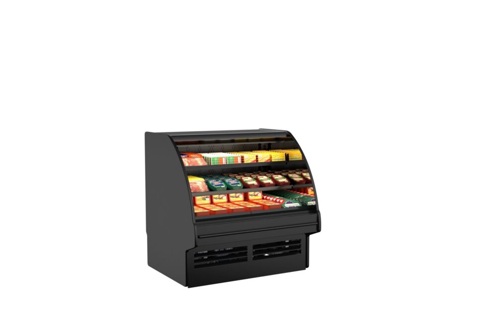 Fusion® Self-Service Refrigerated Merchandiser, 75-3/8"W x 43"D x 51-5/8"H, Curved Remote