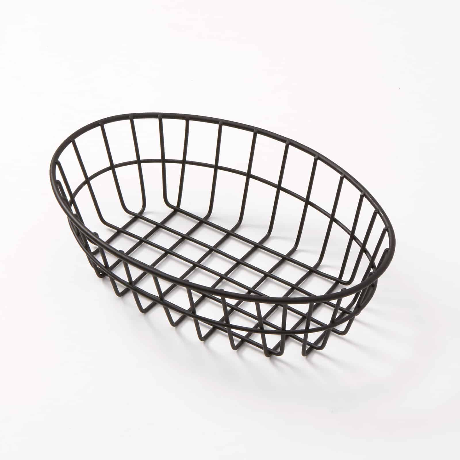 9"L x 6"W Oblong Grid Basket, Black Metal Wire