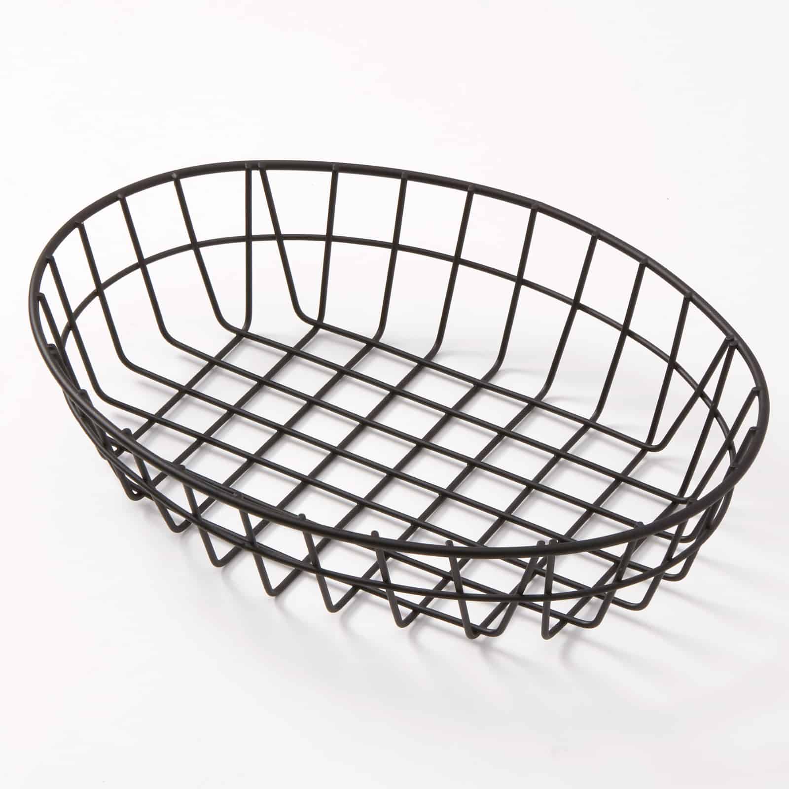 11"L x 8"W Oblong Grid Basket, Black Metal Wire