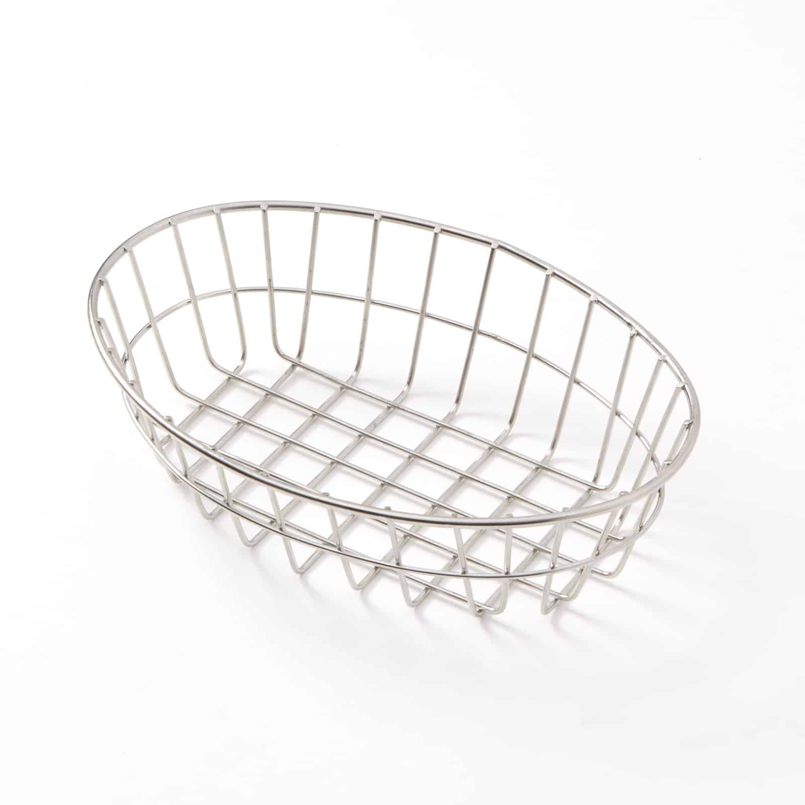 11"L x 8"W Oblong Grid Basket, Stainless Steel Wire