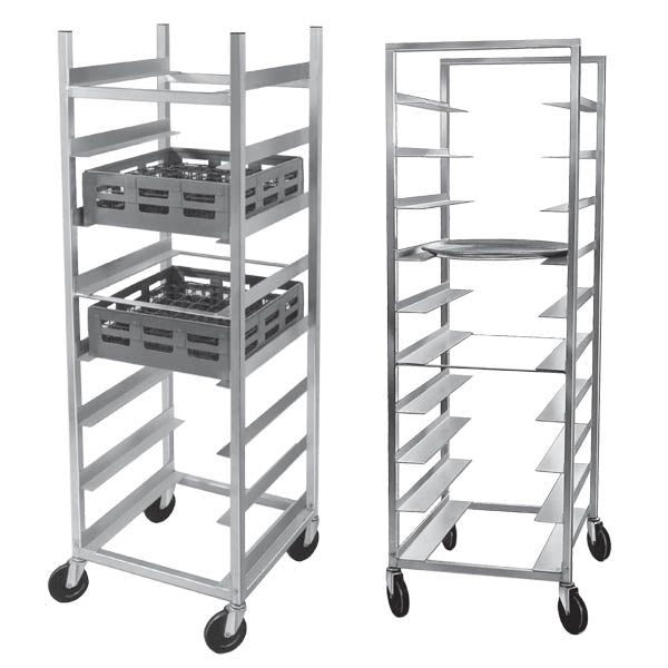 8 Shelf Glass Rack Cart with 8" Spacing, Aluminum, 24"W x 22"D x 70"H