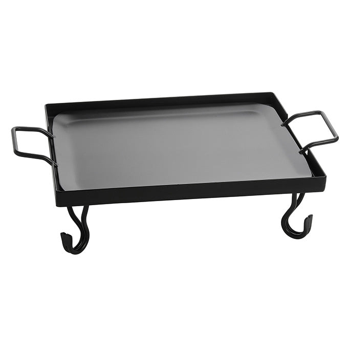 16" x 13-1/2" Rectangular Griddle with Stand, Wrought Iron, Black