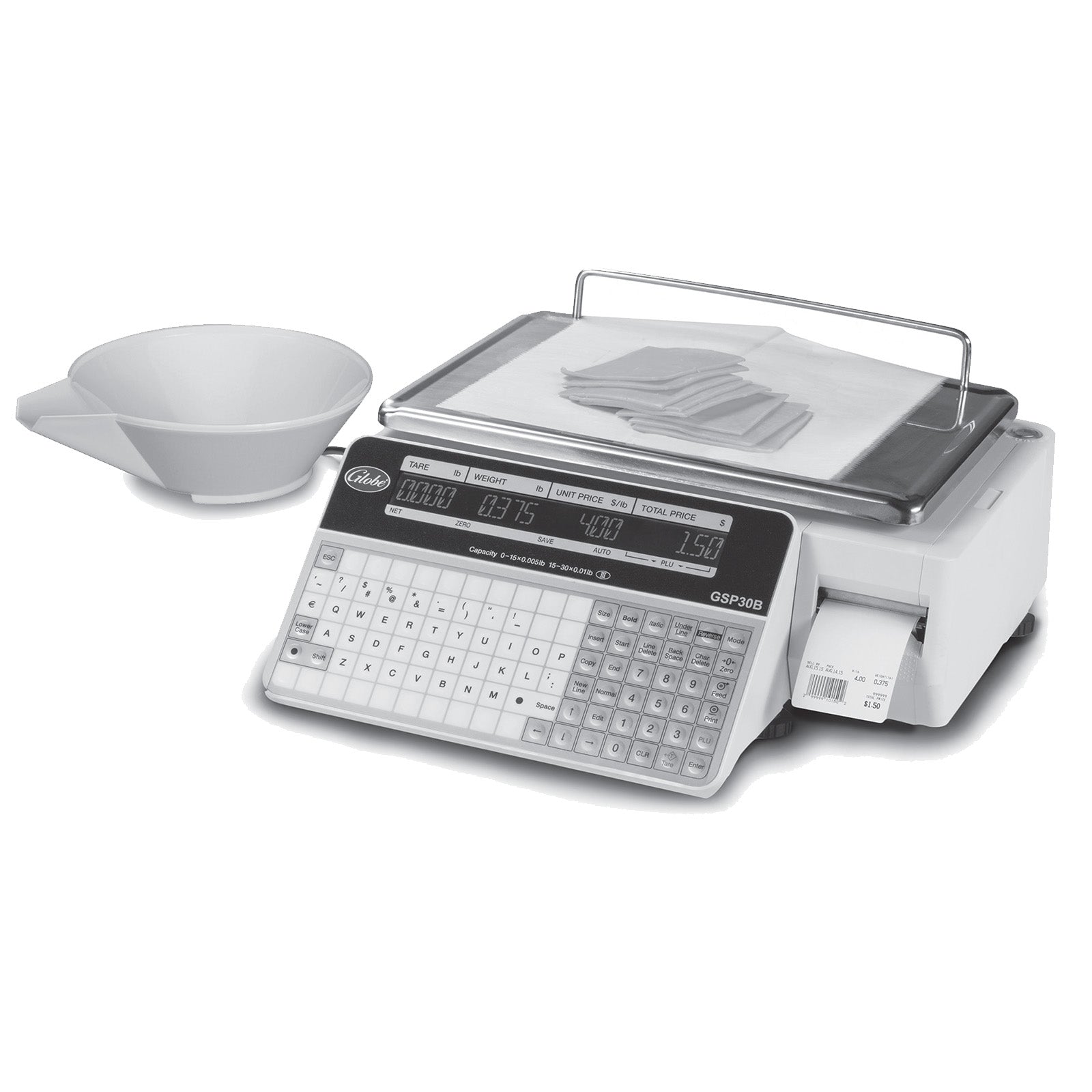 Label Printing Scale, .01-30 lbs. capacity, dual-sided LCD d